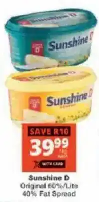 Checkers Sunshine D Original 40% Fat Spread offer