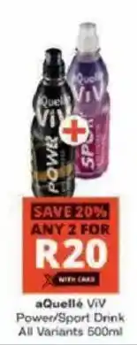 Checkers aQuellé ViV Power/Sport Drink offer