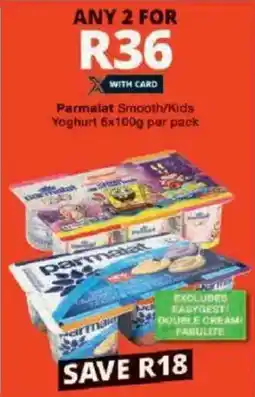 Checkers Parmalat Smooth/Kids Yoghurt offer