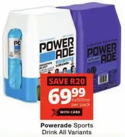 Checkers Powerade Sports Drink All Variants offer