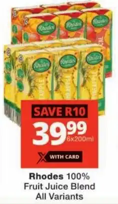 Checkers Rhodes 100% Fruit Juice Blend offer