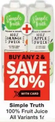 Checkers Simple Truth 100% Fruit Juice offer