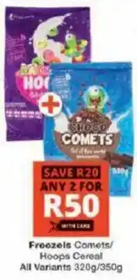 Checkers Froozeels Comets/ Hoops Cereal offer