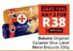 Checkers Bakers Original/ Caramel Blue Label Marie Biscuits offer