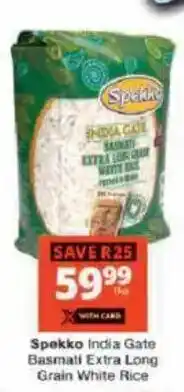 Checkers Spekko India Gate Basmal Extra Long Grain White Rice offer