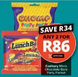 Checkers Cadbury Minis Chocolate Bars Party Packet offer