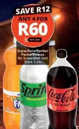 Checkers Coca-Cola/Sprite/Fanta/Stoney No Sugar/Diet Soft offer