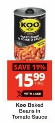 Checkers Koo Baked Beans in Tomato Sauce offer