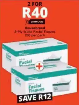 Checkers Housebrand White Facial Tissues offer