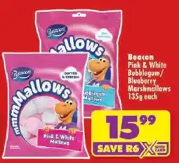 Shoprite Beacon Mallowss Pink & White Bubblegum/Blueberry Marshmallows offer