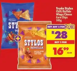 Shoprite Truda Stylos Tortilla Buffalo Wings Flavoured Corn Chips offer