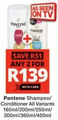 Checkers Pantene Shampoo/Conditioner offer