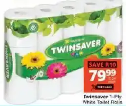Checkers Twinsaver 1-Ply White Toilet Rolls offer