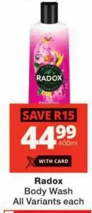 Checkers Radox Body Wash offer