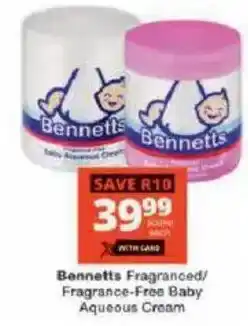 Checkers Bennetts Fragranced/Fragrance-Free Aqueous Cream offer