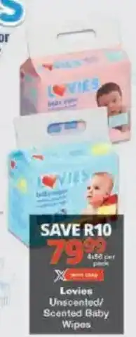Checkers Lovies Unscented/Scented Baby Wipes offer