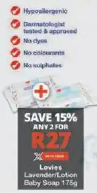 Checkers Lovies Lavender/Lotion Baby Soap offer