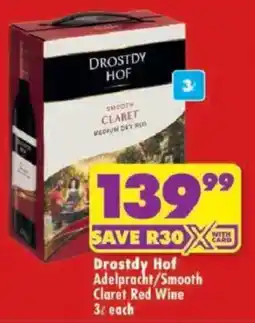 Shoprite Drostdy Hof Adelpracht/Smooth Claret Red Wine offer
