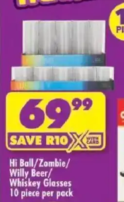 Shoprite Hi Ball/Zombie/Willy Beer/Whiskey Glasses offer