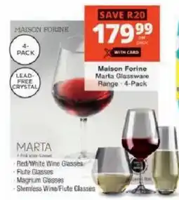 Checkers Maison Forine Marta Glassware Range offer