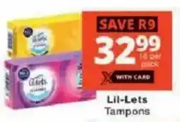 Checkers Lil-Lets Tampons offer