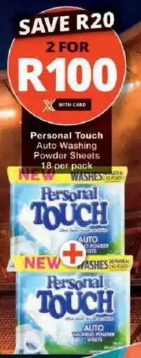 Checkers Personal Touch Auto Washing Powder Sheets offer