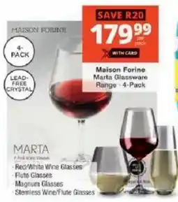 Checkers Maison Forine Marta Glassware Range offer