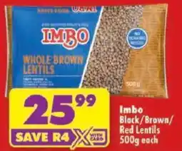 Shoprite Imbo Whole Brown Lentils offer