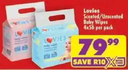 Shoprite Lovies Scented/Unscented Baby Wipes offer