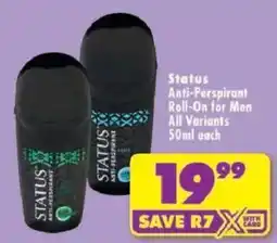 Shoprite Status Anti-Perspirant Roll-On for Men offer