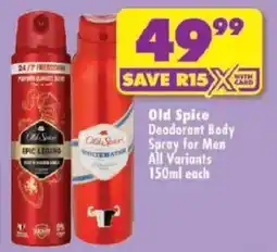 Shoprite Old Spice Deodorant Body Spray for Men offer