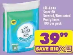 Shoprite Lil-Lets Smartfit Pantyliners offer