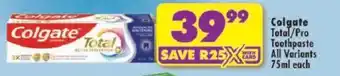 Shoprite Colgate Total Toothpaste offer
