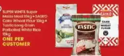 Shoprite SUPER WHITE Super Maize Meal + SASKO Tastic Wheat Flour + SASKO Cake Wheat Flour offer