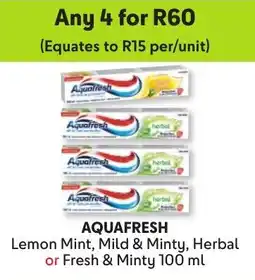 Makro Aquafresh Lemon Mint, Mild & Minty, Herbal or Fresh & Minty offer
