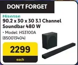 Makro Hisense 3.1 Channel Soundbar 480 W offer