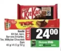 Spar Savemor Nestlé Kit Kat, Aero, Bar-one, Smarties, Tex, Milkybar Chocolate Bars offer