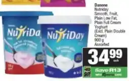 Spar Savemor Danone NutriDay Smooth, Fruit, Plain Low Fat, Plain Full Cream Yoghurt Assorted offer