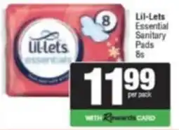 Spar Savemor Lil-Lets Essentials Sanitary Pads offer