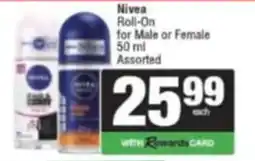 Spar Savemor Nivea Roll-On Assorted offer