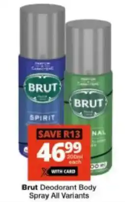 Checkers Brut Deodorant Body Spray offer