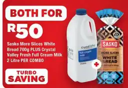 OK Express Sasko More Slices White Bread PLUS Crystal Valley Fresh Full Cream Milk offer