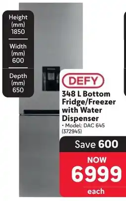 Makro Defy Bottom Fridge/ Freezer with Water Dispenser offer