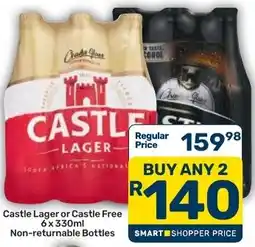 Pick n Pay Castle Lager or Castle Free Non-returnable Bottles offer