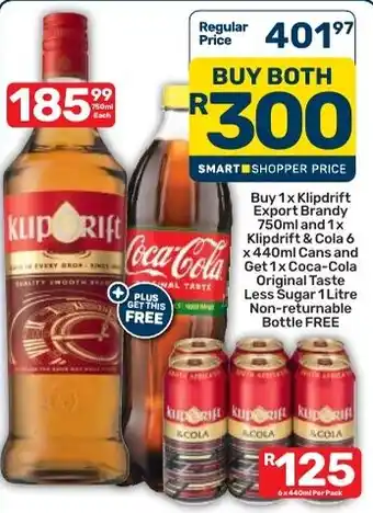 Klipdrift Export Brandy and Klipdrift & Cola Cans