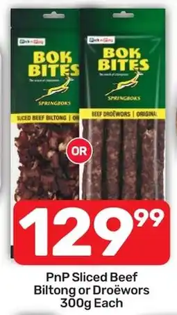 Pick n Pay PnP Sliced Beef Biltong or Droëwors offer
