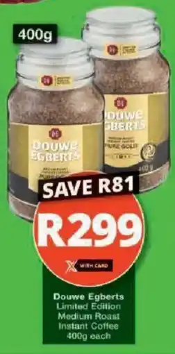 Checkers Hyper Douwe Egberts Limited Edition Medium Roast Instant Coffee offer