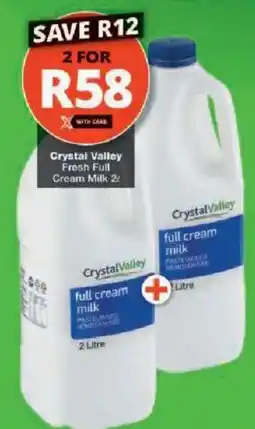 Checkers Hyper Crystal Valley full cream milk offer