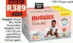 Checkers Hyper Huggies Mega Box Gold Disposable Nappies offer