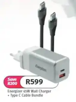 Vodacom Energizer 65W Wall Charger + Type C Cable Bundle offer